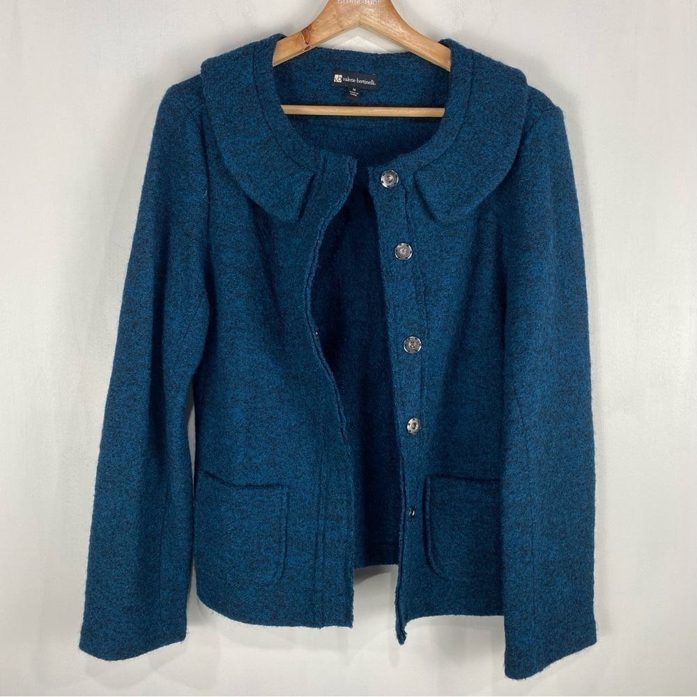 Valerie Bertinelli 100% Wool Snap Up Down Jacket Collared Jacket Winter Medium